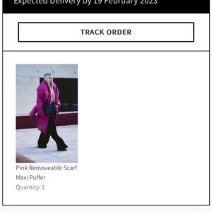 Pink Maxi Puffer Coat with Removable Scarf
